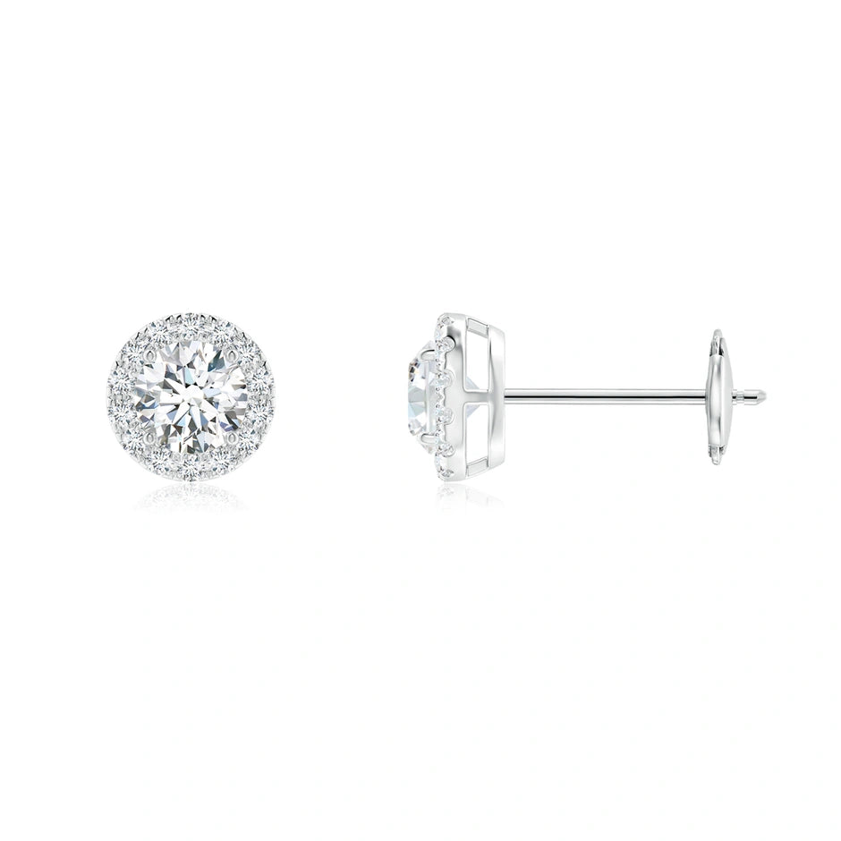 Lab-Grown Prong-Set Diamond Halo Stud Earrings