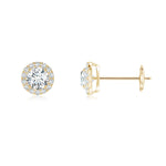 Load image into Gallery viewer, Lab-Grown Prong-Set Diamond Halo Stud Earrings
