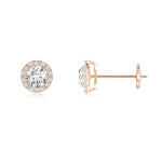 Load image into Gallery viewer, Lab-Grown Prong-Set Diamond Halo Stud Earrings
