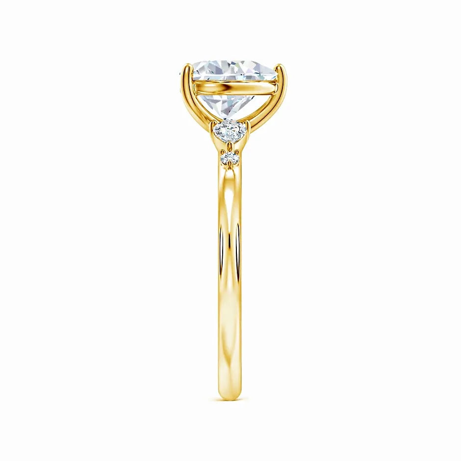 Prong-Set Heart-Shaped Lab-Grown Diamond Side Stone Engagement Ring
