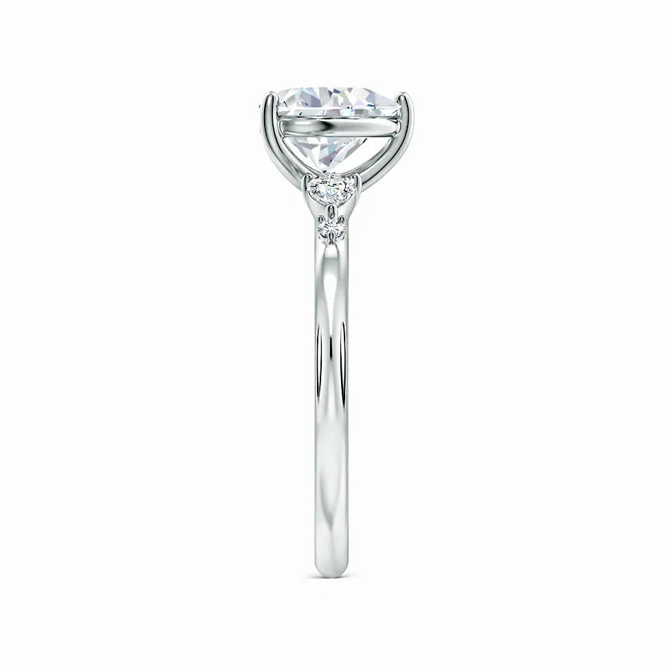 Prong-Set Heart-Shaped Lab-Grown Diamond Side Stone Engagement Ring