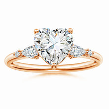 Prong-Set Heart-Shaped Lab-Grown Diamond Side Stone Engagement Ring
