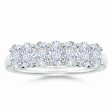 Lab-Grown Prong-Set Cushion Rectangular Diamond Seven Stone Wedding Ring