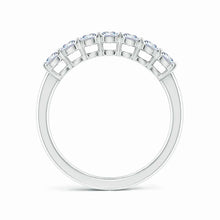 Lab-Grown Prong-Set Cushion Rectangular Diamond Seven Stone Wedding Ring