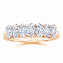 Lab-Grown Prong-Set Cushion Rectangular Diamond Seven Stone Wedding Ring