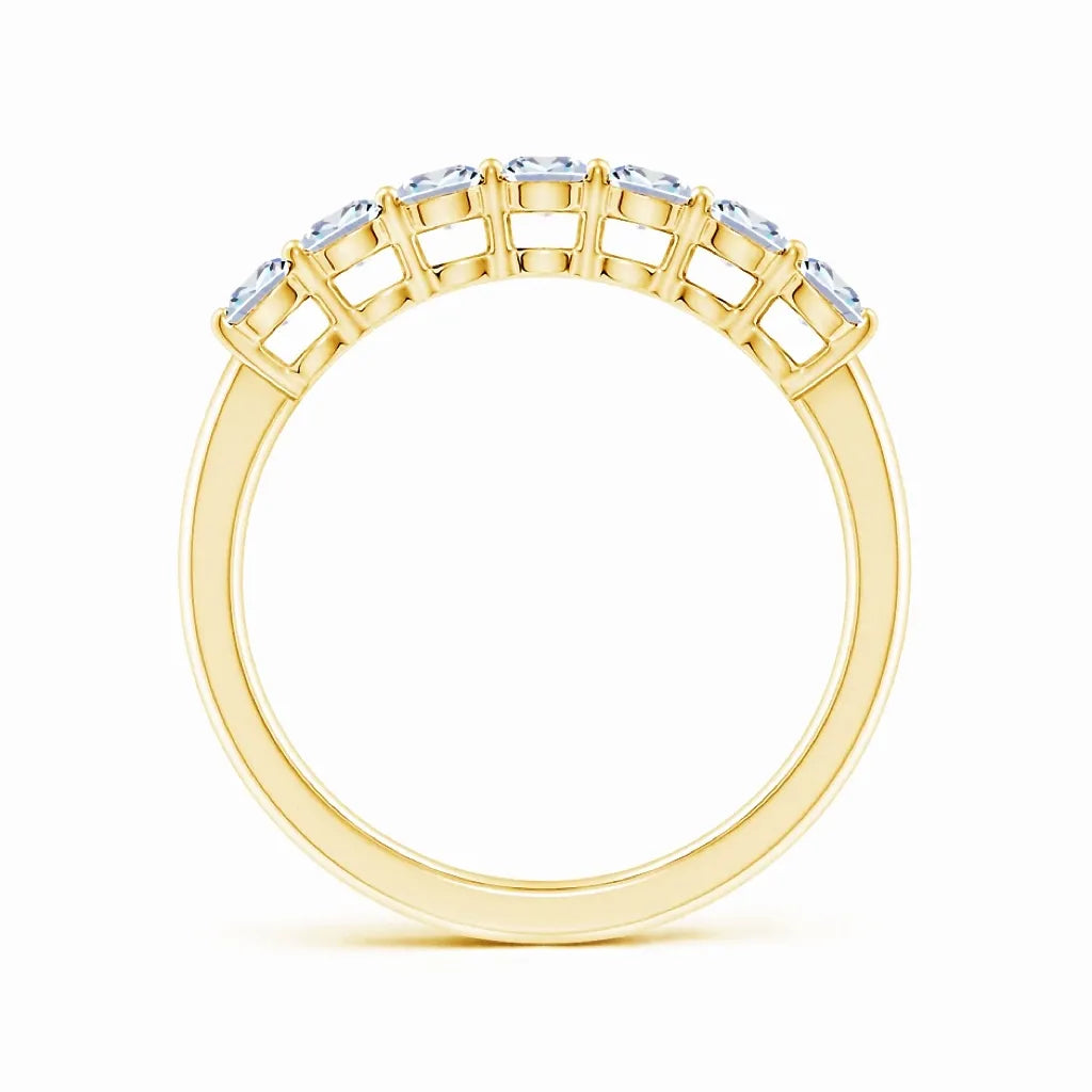 Lab-Grown Prong-Set Cushion Rectangular Diamond Seven Stone Wedding Ring