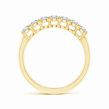 Lab-Grown Prong-Set Cushion Rectangular Diamond Seven Stone Wedding Ring