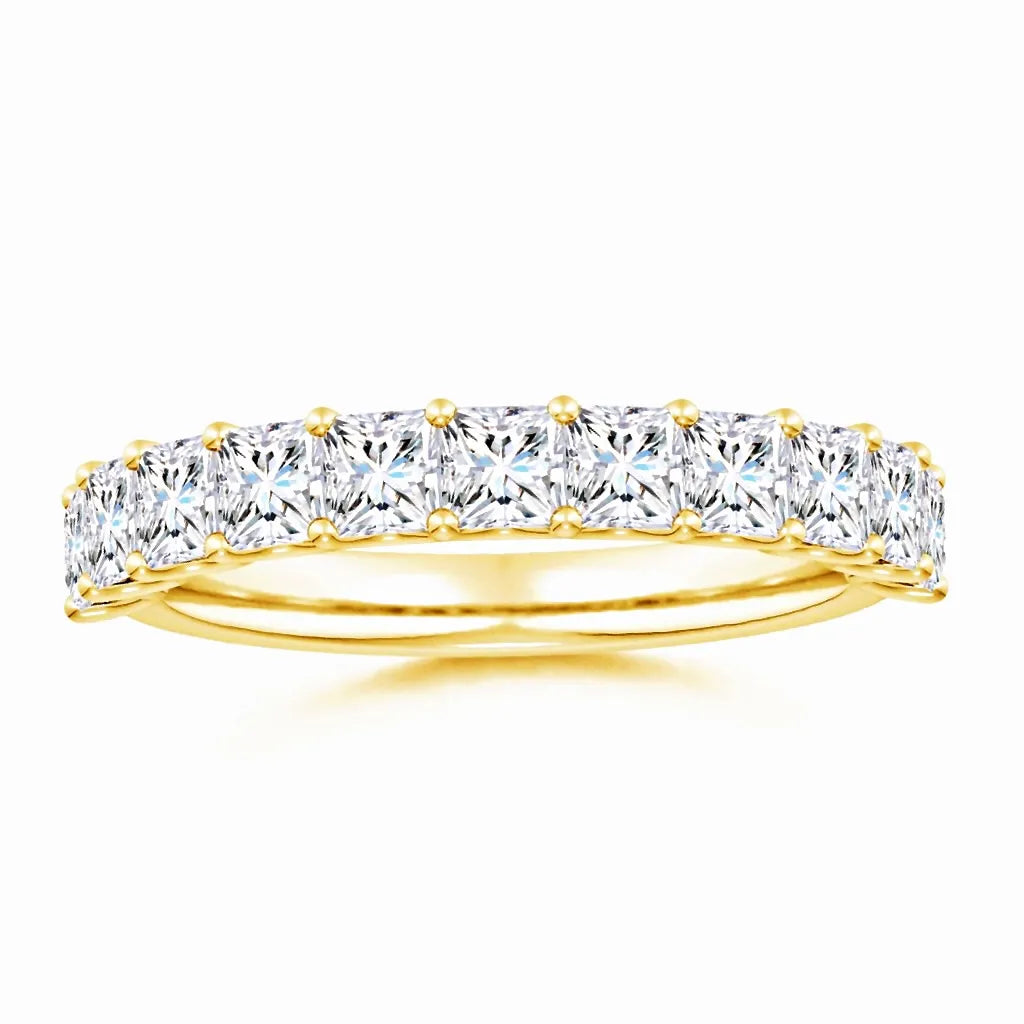 Lab-Grown Shared Prong-Set Princess-Cut Diamond Half Eternity Wedding Ring