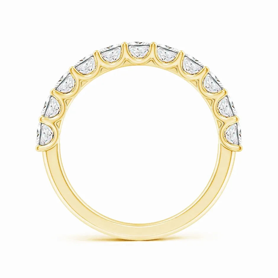 Lab-Grown Shared Prong-Set Princess-Cut Diamond Half Eternity Wedding Ring