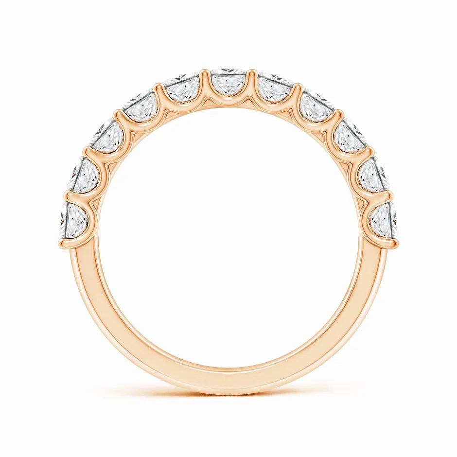 Lab-Grown Shared Prong-Set Princess-Cut Diamond Half Eternity Wedding Ring