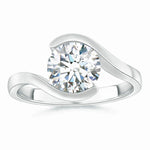 Load image into Gallery viewer, Lab-Grown Semi Bezel-Set Solitaire Round Diamond Bypass Ring

