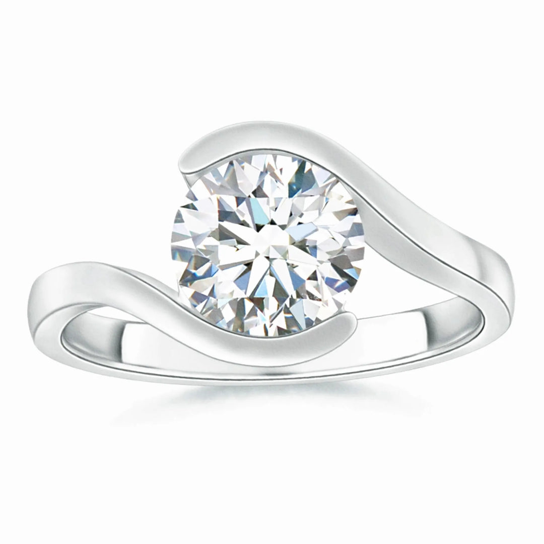 Lab-Grown Semi Bezel-Set Solitaire Round Diamond Bypass Ring