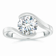 Lab-Grown Semi Bezel-Set Solitaire Round Diamond Bypass Ring