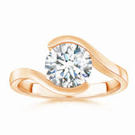Load image into Gallery viewer, Lab-Grown Semi Bezel-Set Solitaire Round Diamond Bypass Ring
