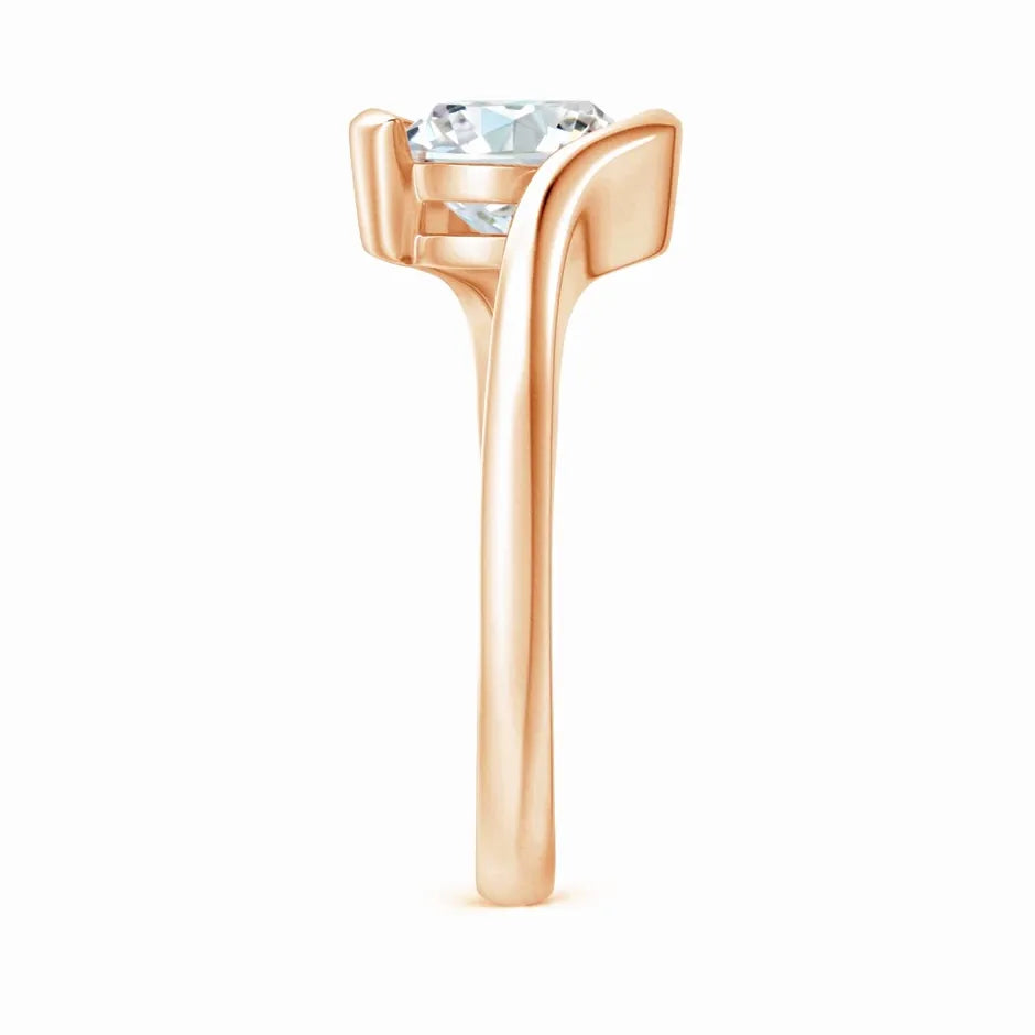 Lab-Grown Semi Bezel-Set Solitaire Round Diamond Bypass Ring