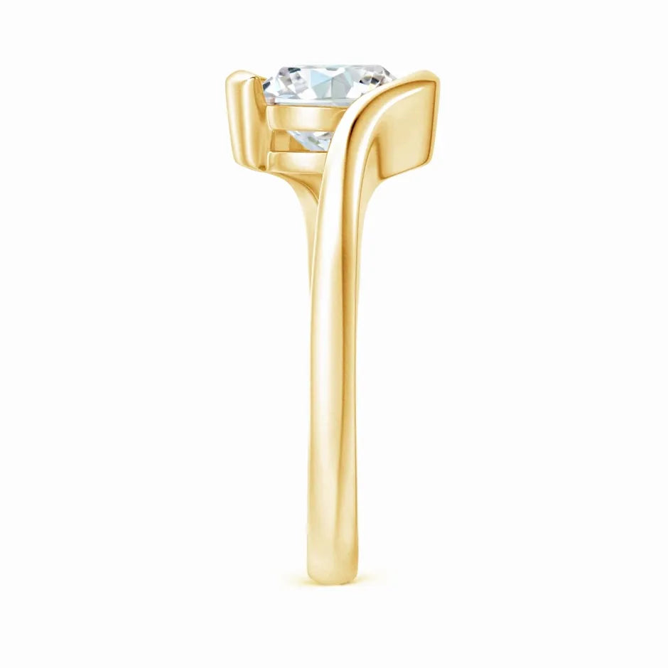 Lab-Grown Semi Bezel-Set Solitaire Round Diamond Bypass Ring