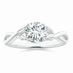 Load image into Gallery viewer, Lab-created nature-inspired diamond crossover ring with leaf motif
