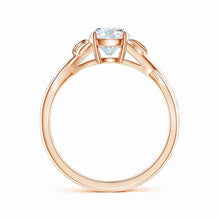 Lab-created nature-inspired diamond crossover ring with leaf motif