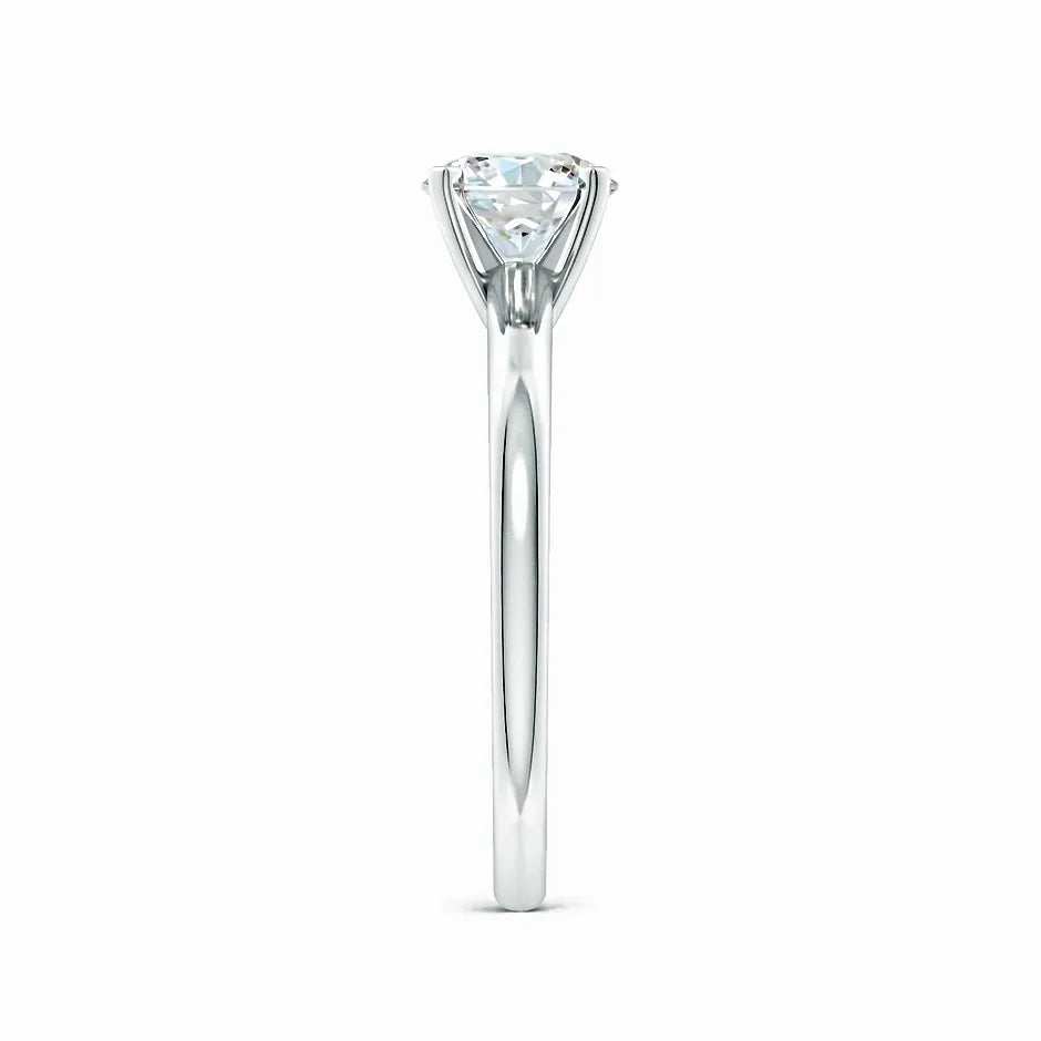 Lab Solitaire Round Diamond Tapered Setting Engagement Ring
