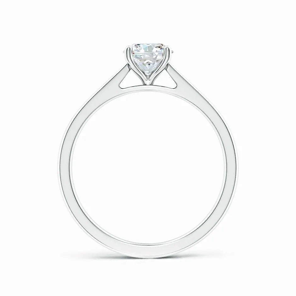 Prong Set Round Lab-Grown Diamond Reverse Tapered Setting Cathedral Engagement Ring