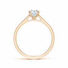 Prong Set Round Lab-Grown Diamond Reverse Tapered Setting Cathedral Engagement Ring