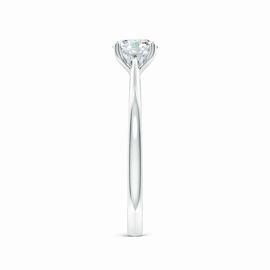 Prong Set Round Lab-Grown Diamond Reverse Tapered Setting Cathedral Engagement Ring
