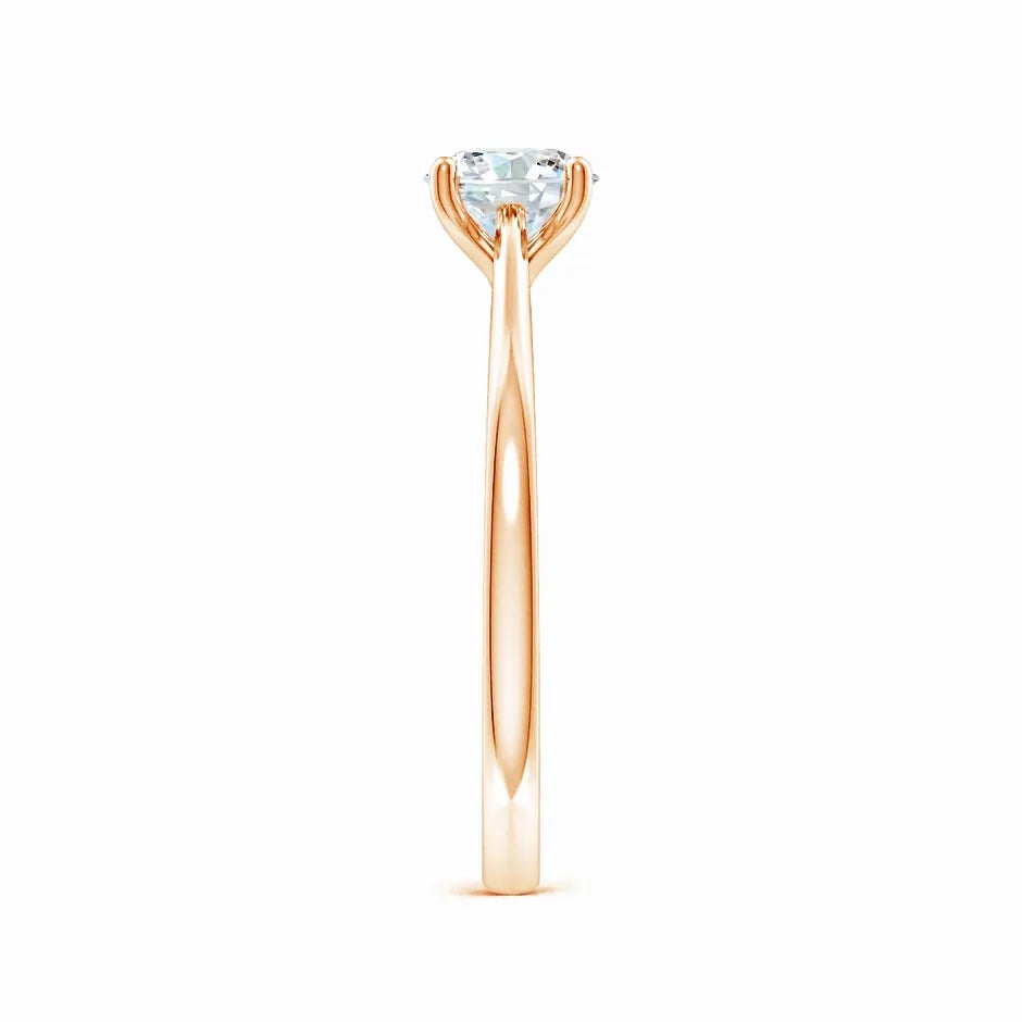 Prong Set Round Lab-Grown Diamond Reverse Tapered Setting Cathedral Engagement Ring