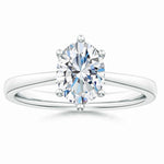 Load image into Gallery viewer, Six Prong Oval Lab-Grown Diamond Reverse Tapered Setting Cathedral Engagement Ring

