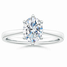 Six Prong Oval Lab-Grown Diamond Reverse Tapered Setting Cathedral Engagement Ring