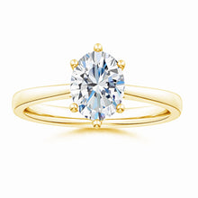 Six Prong Oval Lab-Grown Diamond Reverse Tapered Setting Cathedral Engagement Ring