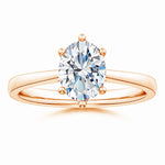 Load image into Gallery viewer, Six Prong Oval Lab-Grown Diamond Reverse Tapered Setting Cathedral Engagement Ring

