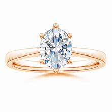 Six Prong Oval Lab-Grown Diamond Reverse Tapered Setting Cathedral Engagement Ring