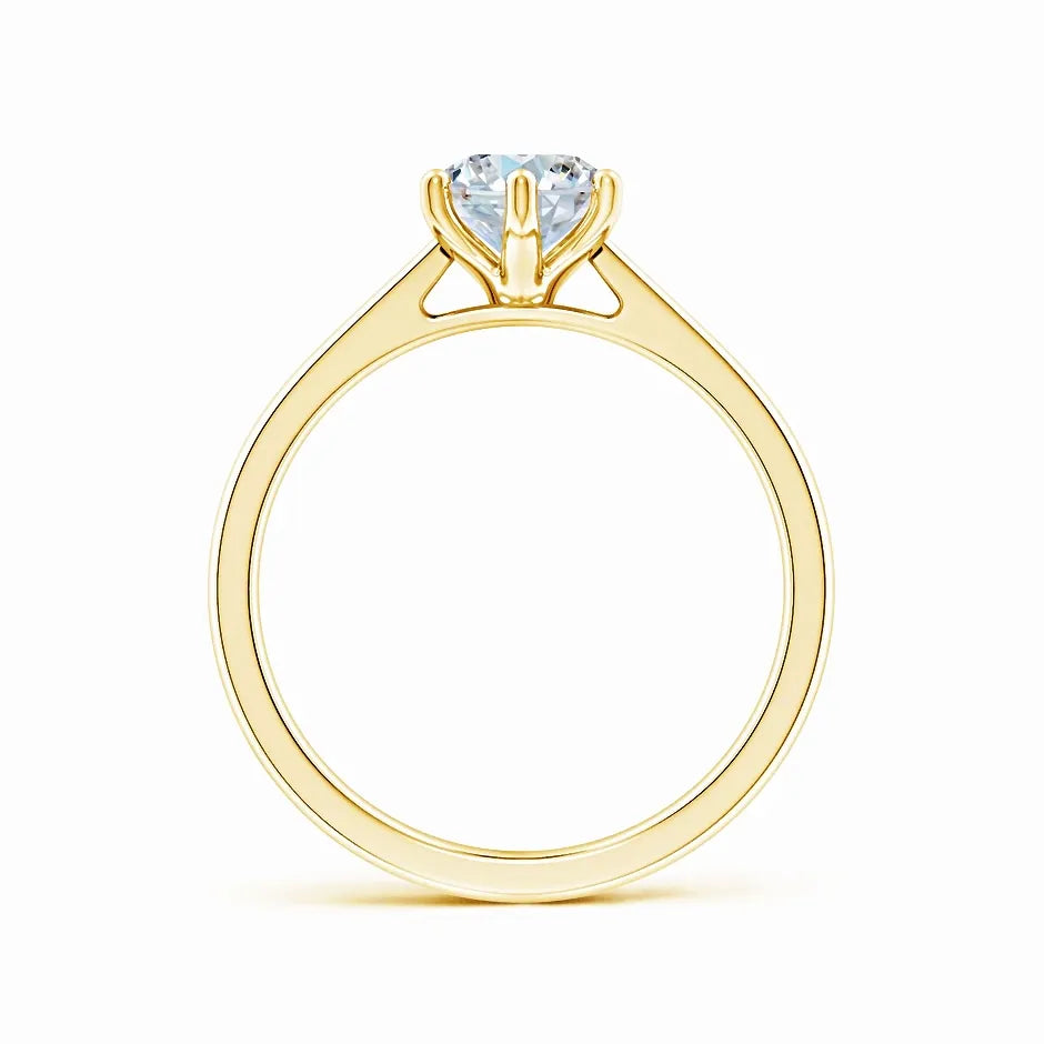 Six Prong Oval Lab-Grown Diamond Reverse Tapered Setting Cathedral Engagement Ring