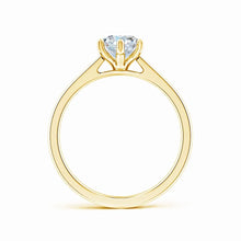 Six Prong Oval Lab-Grown Diamond Reverse Tapered Setting Cathedral Engagement Ring