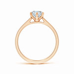Load image into Gallery viewer, Six Prong Oval Lab-Grown Diamond Reverse Tapered Setting Cathedral Engagement Ring

