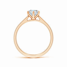 Six Prong Oval Lab-Grown Diamond Reverse Tapered Setting Cathedral Engagement Ring