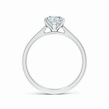 Six Prong Oval Lab-Grown Diamond Reverse Tapered Setting Cathedral Engagement Ring