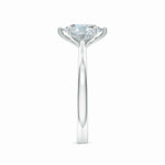 Load image into Gallery viewer, Six Prong Oval Lab-Grown Diamond Reverse Tapered Setting Cathedral Engagement Ring
