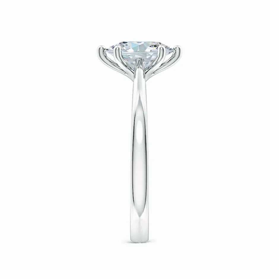 Six Prong Oval Lab-Grown Diamond Reverse Tapered Setting Cathedral Engagement Ring