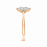 Load image into Gallery viewer, Six Prong Oval Lab-Grown Diamond Reverse Tapered Setting Cathedral Engagement Ring
