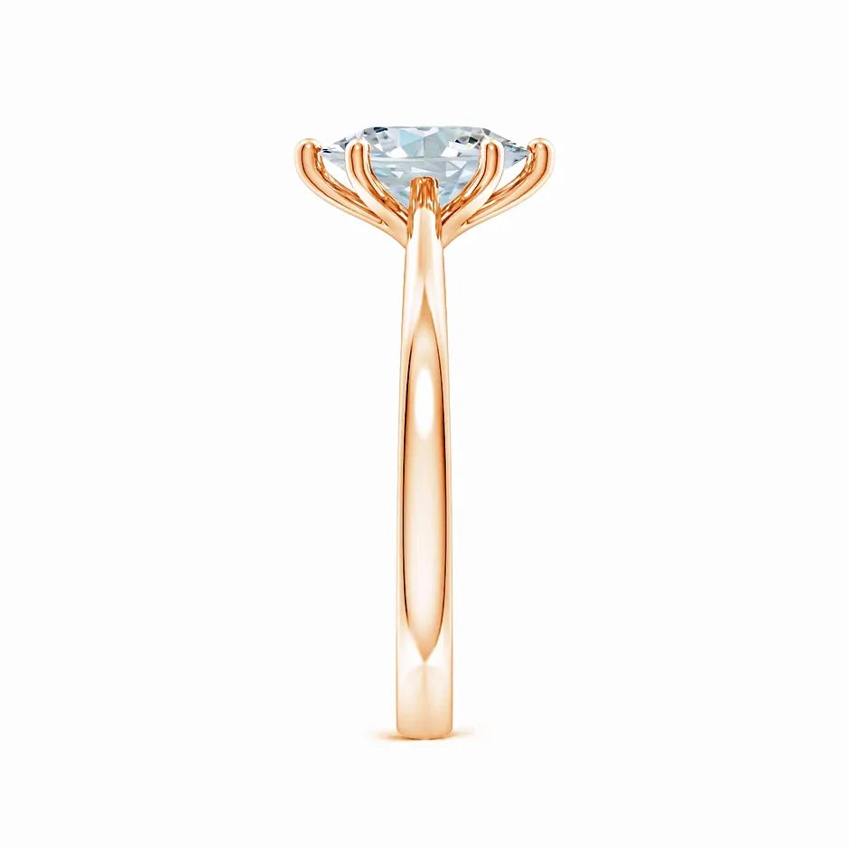 Six Prong Oval Lab-Grown Diamond Reverse Tapered Setting Cathedral Engagement Ring
