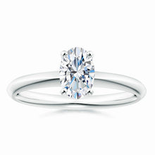 Lab-Grown Oval Diamond Solitaire Knife Edge Setting Engagement Ring