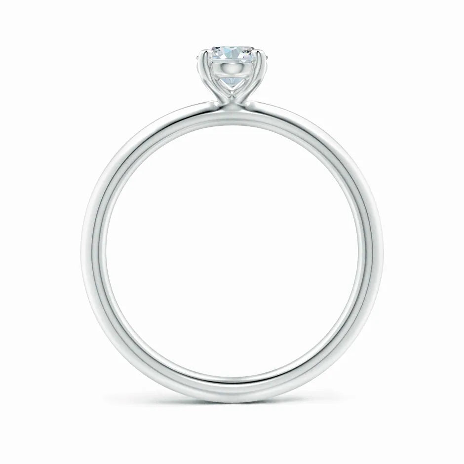 Lab-Grown Oval Diamond Solitaire Knife Edge Setting Engagement Ring