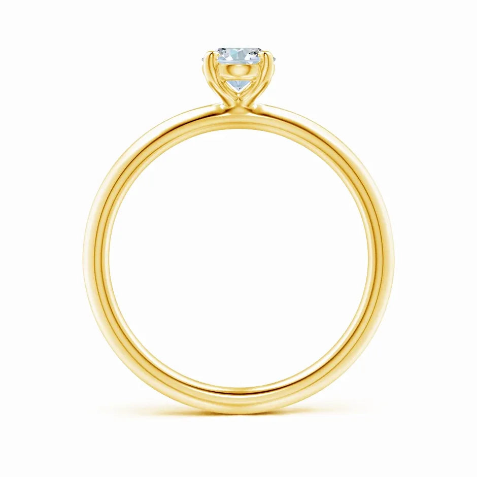 Lab-Grown Oval Diamond Solitaire Knife Edge Setting Engagement Ring