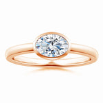 Load image into Gallery viewer, Lab-Grown East-West Oval Diamond Solitaire Ring Bezel Setting
