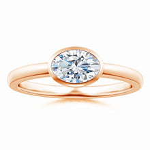 Lab-Grown East-West Oval Diamond Solitaire Ring Bezel Setting