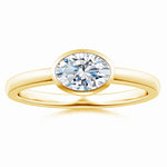 Load image into Gallery viewer, Lab-Grown East-West Oval Diamond Solitaire Ring Bezel Setting
