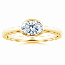 Lab-Grown East-West Oval Diamond Solitaire Ring Bezel Setting