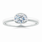Load image into Gallery viewer, Lab-Grown East-West Oval Diamond Solitaire Ring Bezel Setting
