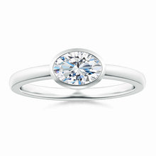 Lab-Grown East-West Oval Diamond Solitaire Ring Bezel Setting
